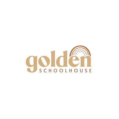 Golden Schoolhouse logo bohemian vibes boho homeschool logo logo design logodesign logotype muted colors typography