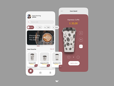 Coffe Apps app coffe design flat icon minimal ui userinterface ux