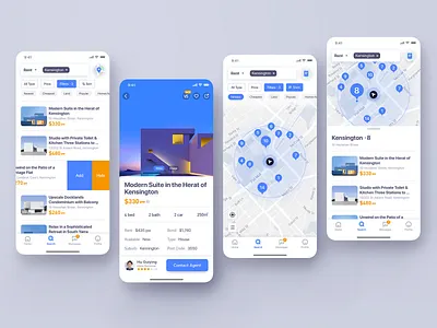 Real Estate App app app design button gps house list map real estate rent ui ux