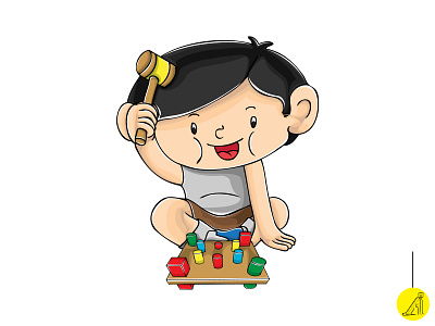 play with educational toy - 8 flat illustration vector