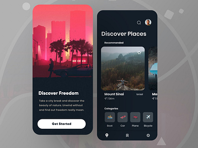 Travel tourism app ui app design dark mode design designthinking emoji prototype template tourism travel app typography ui userinterface