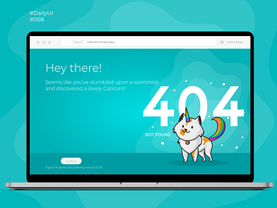 404 page #DailyUI #008 008 404 404 error caticorn dailyui