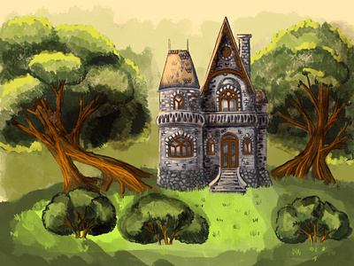 House in forest digital paint forest house illustration procreate tree tree house trees