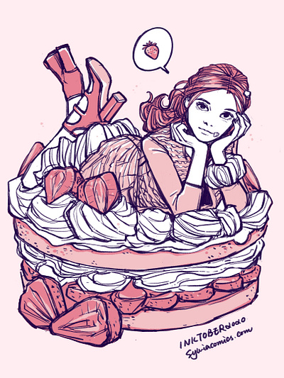 Inktober2020 7 Fancy cake characterdesign comics design fancy graphicnovel illustration inking inktober inktober2020 procreate procreate app strawberry