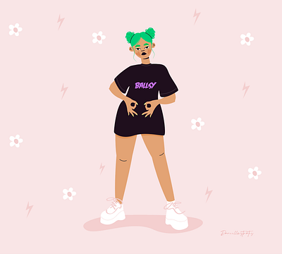 Badass girl illustration badass ballsy costa rica drawing feminism feminist girl illustration spacebuns ui