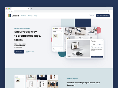 WIP - UIBlend Website | Landing Page Design branding creative design digital generator landing page landing page design landingpage mock up mock up mockup mockup design mockups website website design