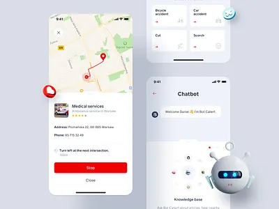 Callert - Chatbot 3d ai app artficial intelligence artificial assistant blender blender 3d cards character chat chatbot medial robot messaging mobile product design robot ui ux
