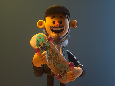 Skate 3d c4d character design illustration man person render skate skater