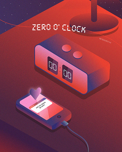 Zero O' Clock (BTS) Fan Art alarm clock bts bts fanart clock digital art fanart happy heart illustration lyric poster lyrics notification phone poster print reminder warm warm colors zero o clock