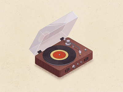 Vinyl player 2d 3d illustration isometric isometry player record player retro vector vinyl record