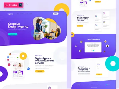 Free Creative Design Agency PSD agency website creative agency design agency digital agency free landing page free psd template free website template freebie freebies landing page