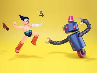 ASTRO BOY / Tetsuwam ATOM tribute 11 3d art 3d illustration 3d modelling android anime astro boy astroboy atom cyberpunk fanart fight illustration manga motion design robot