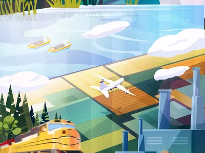 Transportation - Mining industry air plane industry mining plane train transportation