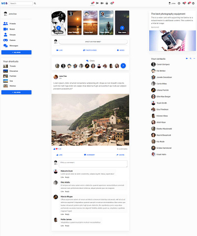 Facebook newsfeed in Material Design 2.0 app design material design 2 materialdesign social network socialmedia ui ux web