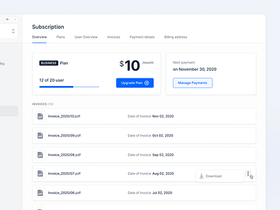 Subscription and Plan Overview 📑 application clean ui dashboard design desktop fintory interface subscription ui ux web