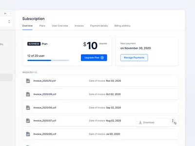 Subscription and Plan Overview 📑 application clean ui dashboard design desktop fintory interface subscription ui ux web