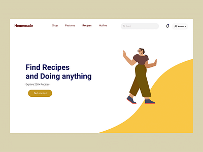 LandingPageWeb 1 - Homemade - Web about Recipes and shop design food app landingpage uidesign