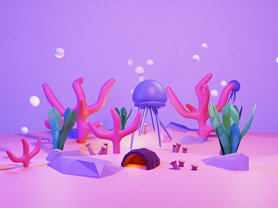 Coral 3d art blender coral coral reef illustration ocean pink