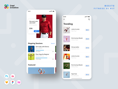 BESIDE - Fitness App UI Kit app app design creative design figma kit mobile sketch ui ui kit