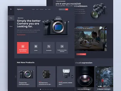 DigitalEye - Cameras Landing Page branding camera clean clean design colorful dark homepage landing page landingpage sony ui webdesign website