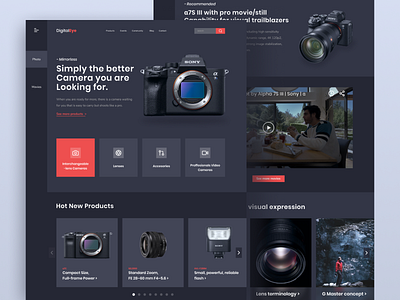 DigitalEye - Cameras Landing Page branding camera clean clean design colorful dark homepage landing page landingpage sony ui webdesign website