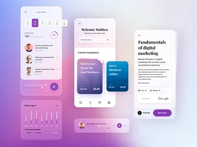 Learning App concept applearning free freebie interface mobile kit mobile ui modern clean ui uidesigner uiux