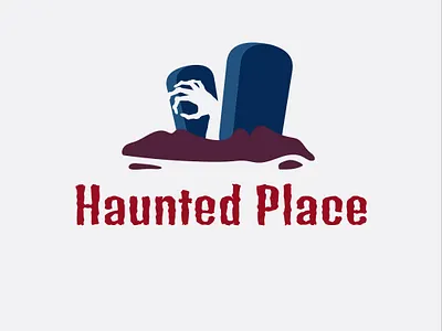 HAUNTED PLACE LOGO branding design dribbbleweeklywarmup flat logo ghost graveyard halloween icon logo logo design spooky zombie