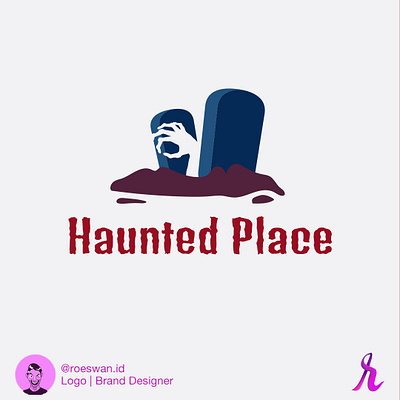 HAUNTED PLACE LOGO branding design dribbbleweeklywarmup flat logo ghost graveyard halloween icon logo logo design spooky zombie