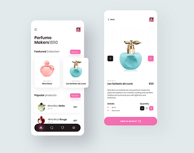 perfume app design ecommerce home screen homepage icon illustration logo perfume product typography ui ux