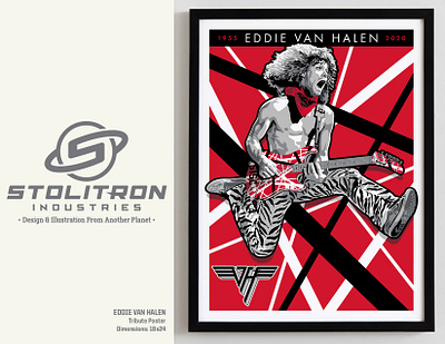 Eddie Van Halen Tribute Graphic classic rock concert poster eddie van halen graphic design guitar illustration poster rock