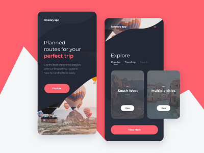 Itinerary App | Daily UI 079 adobe photoshop daily ui dailyui dailyuichallenge dark design itinerary minimalistic mobile modern travel travel app ui web design