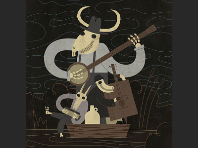 Lost souls on Black River character dead death digital folk illustration illustrator music musicians river skulls souls texture vector