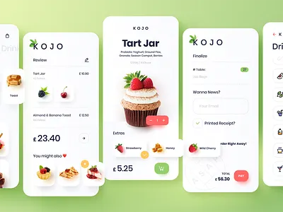 KOJO Dessert Ordering App animation app design icon logo ui ux