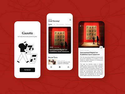 News App Concept app article bnw branding design figma illustration interaction minimal monochrome news ui ux