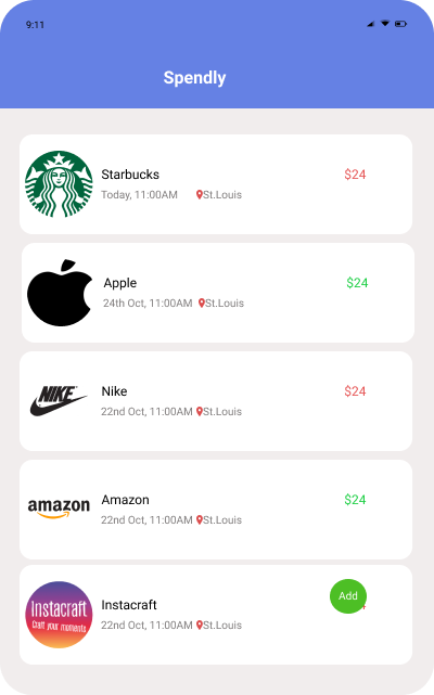 Spendly App to Track Expences app design ux