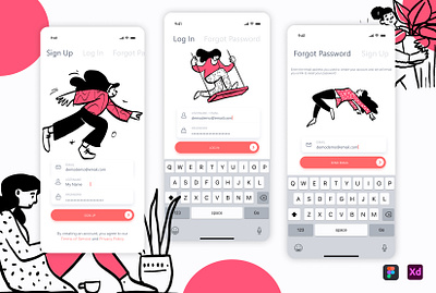 Log In And Sign Up ui kit app design app redesign figma design freebie freelancer illustration mobile app design top ux ui designer ui design ui kit ui ux web ui design xd ui kit