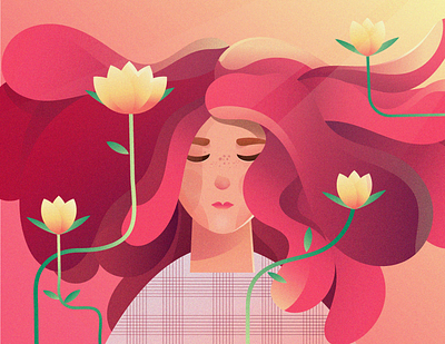 Peace adobe illustrator floral girl flower girl girl character girl illustration illustration illustration art meditation web
