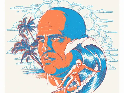 Kelly Slater art artist contrast contrasting cover design hand drawing illustration konstantin kostenko lineart ocean poster surfer surfing