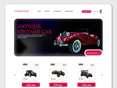 Vintage Car Homepage Ui Design car ui design homepage design landing page minimalist design ui ui design vintage car