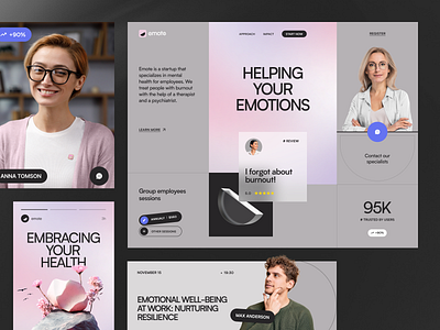 Website for a Wellbeing Company ✦ Emote design interface product service startup ui ux web website