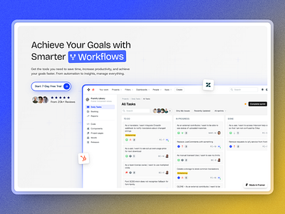 Framer Workflow Management App Hero Component - Framify Library framer framer component library framer development framer hero component framer hero design framer hero section framer template framer templates framer website framify library hero design hero section hero section ui saas hero saas hero design saas product saas product ui saas template saas website