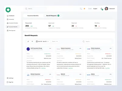 Manage Insurance Requests 🏥 🚑 admindashboard appdesign claimmanagement cleandesign financialservices fintechdesign healthcareux healthinsurance insurancedashboard insuranceui interfacedesign medicalapp minimaldesign moderndesign policymanagement ui uidesign ux uxdesign webdesign