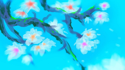 Doodle 1 abstract art blue doodle handpainted illustration procreate sakura tree