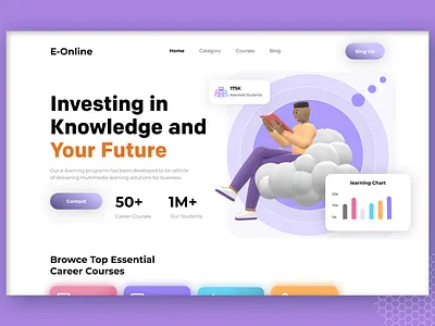 Modern E-Learning Platform UI Design app app design branding design figma interaction design landing page mob ui ui ux design user interface design ux website mobile design website design