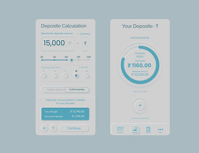 Saving Calculator UI design with Neomorphism app design psd ui