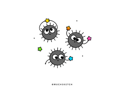 Soot sprites 🖤 animation character character design characterdesign clean cute cute art cute illustration drawing dust dust bunny ghibli illustration illustrator kawaii procreate soot sprites stars studio ghibli vector