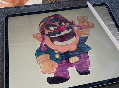 Glossy Wario challenge illustration inktober inktober2020 mario nintendo procreate super mario super mario bros supermario wario