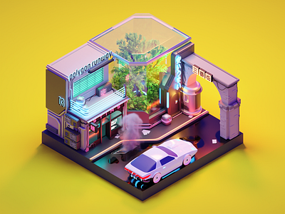 Cyberpunk 3d blender cyberpunk cyberpunk 2077 diorama fanart illustration isometric low poly lowpoly lowpolyart render