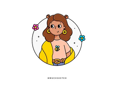 Bee girl 👧 + 🐝 art challenge character design cute character cute girl cute illustration diversity draw this in your style drawing drawthisinyourstyle dtiys female character girl character girl illustration hairstyle illustration illustrator inclusive design ootd procreate