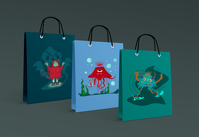 logo monsters (kids toys) art illustration artist bags branding design icon illustration kids toys logo minimal monsters package design vector